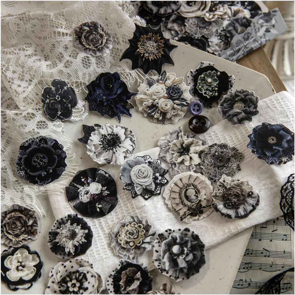 Vintage Beaded Flower Series Paper Stickers 50psc 6 designs image 1