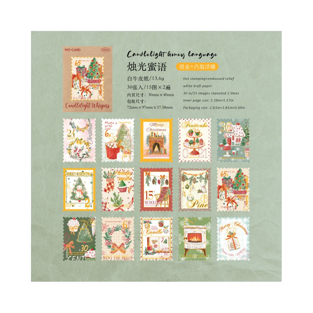 Christmas Letters Series Paper Stickers 30psc 6 Designs