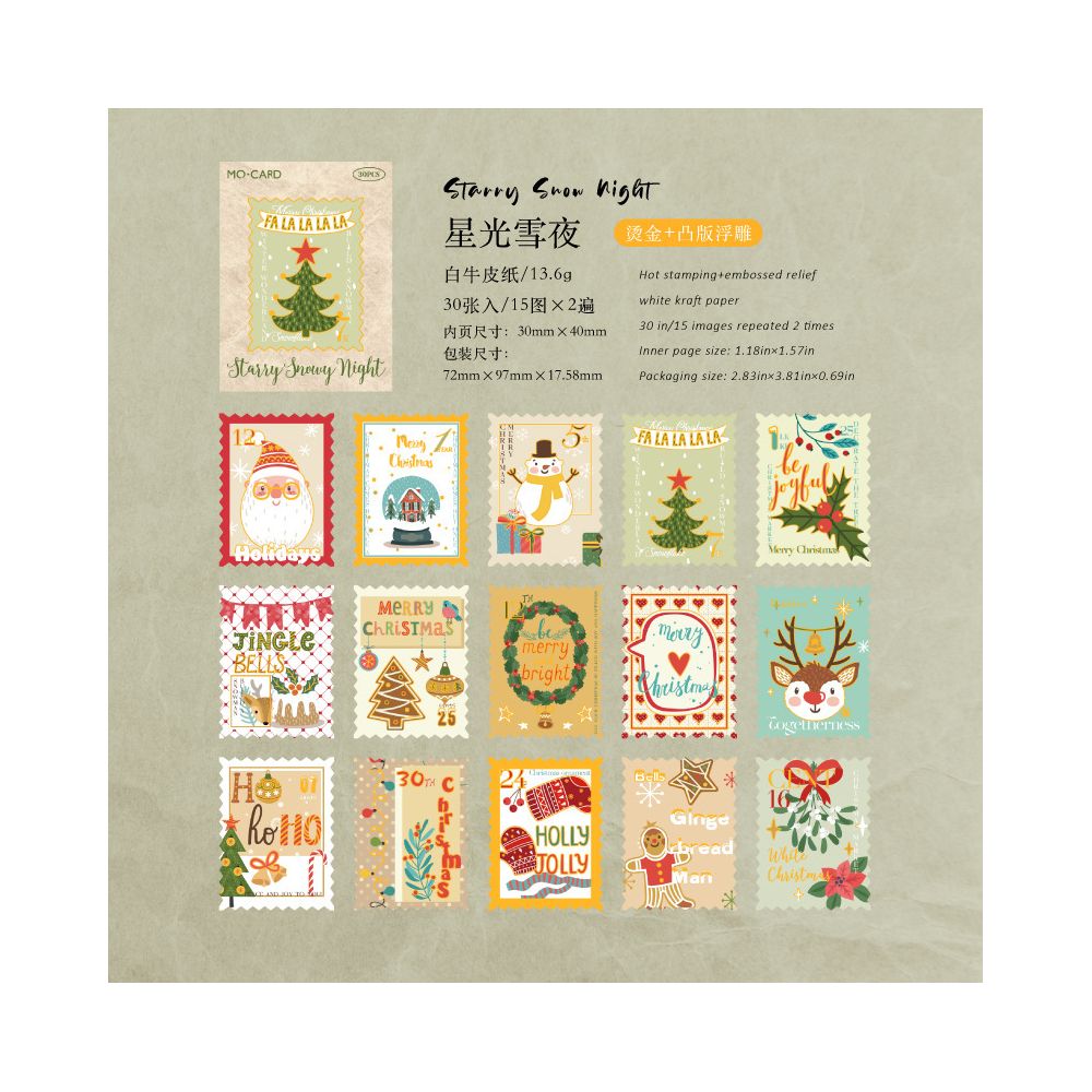 Christmas Letters Series Paper Stickers 30psc 6 Designs