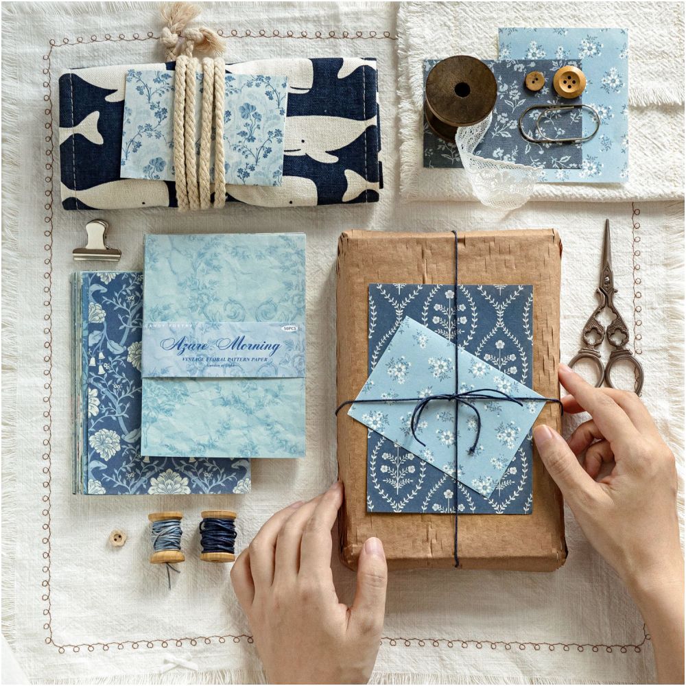 Light Flower Border Series Paper 10cm x 14cm 50 sheets 6 Designs image 2