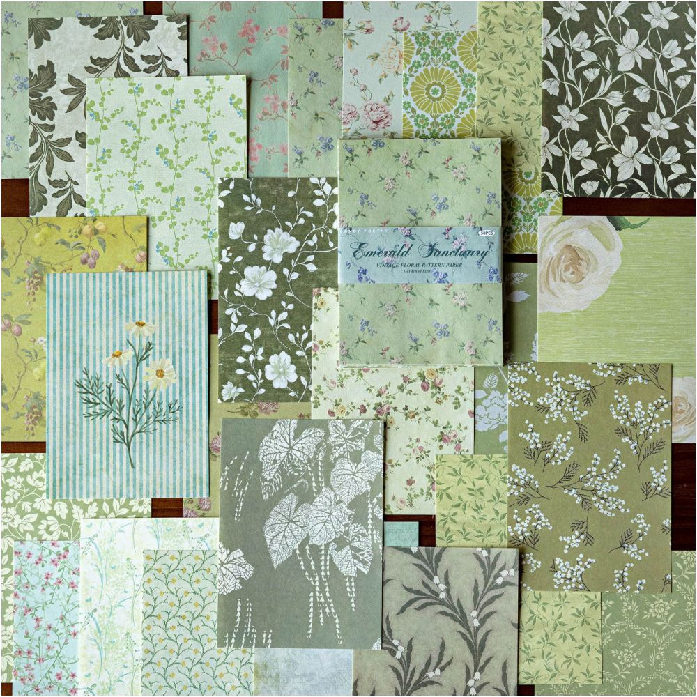 Light Flower Border Series Paper 10cm x 14cm 50 sheets 6 Designs image 3