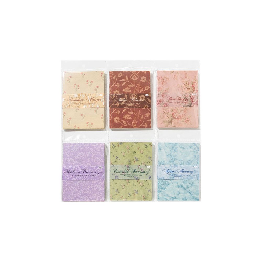 Light Flower Border Series Paper 10cm x 14cm 50 sheets 6 Designs image 4