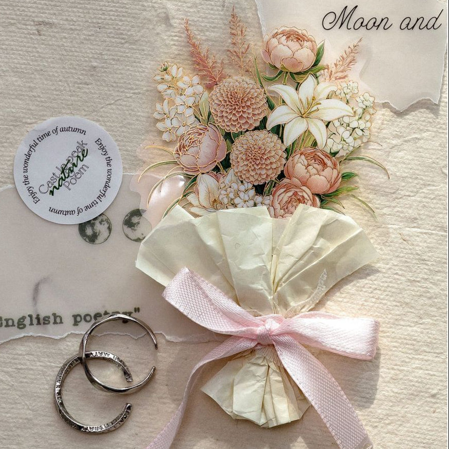 Floral Notebook Story PET Stickers 10psc 4 Designs image 0