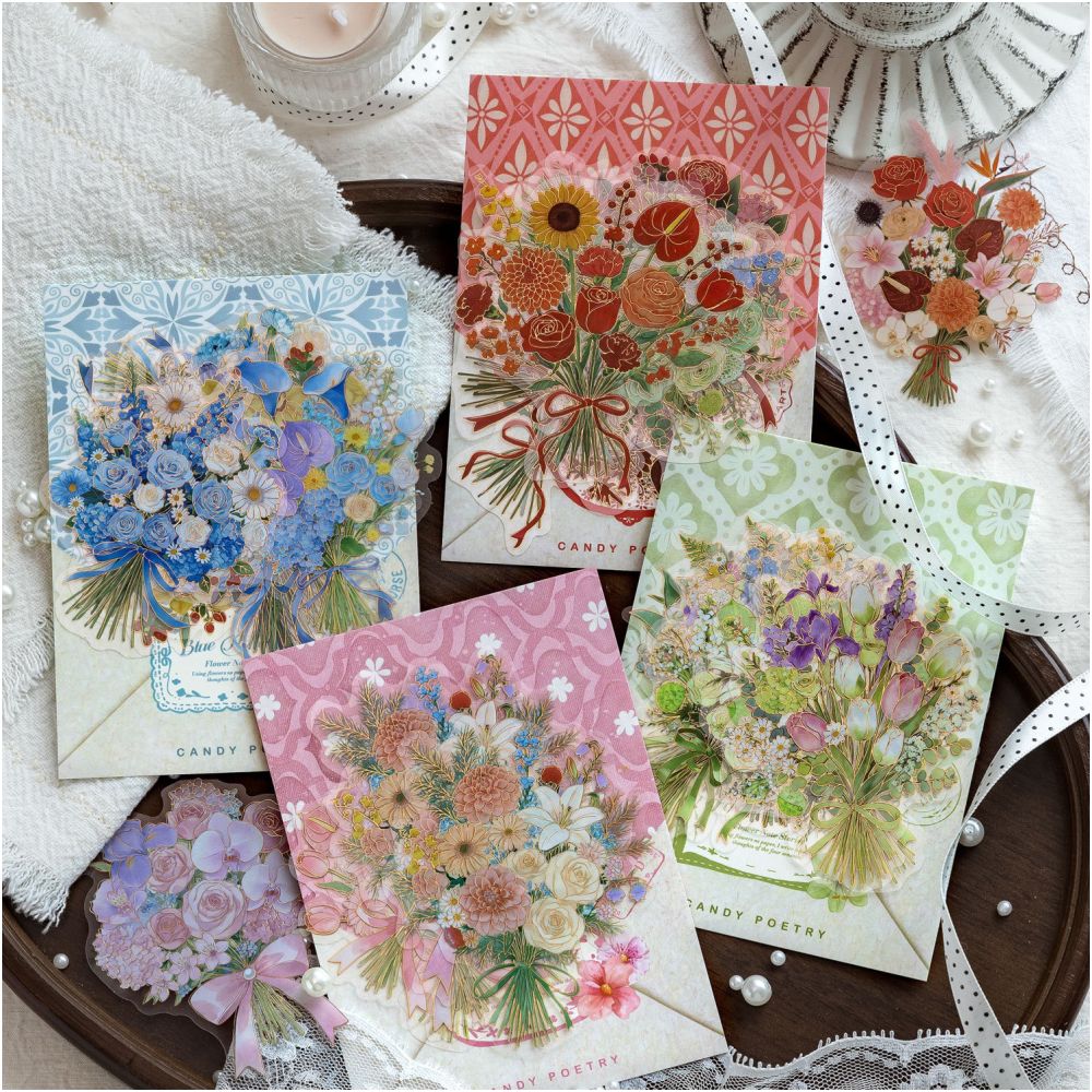 Floral Notebook Story PET Stickers 10psc 4 Designs image 1