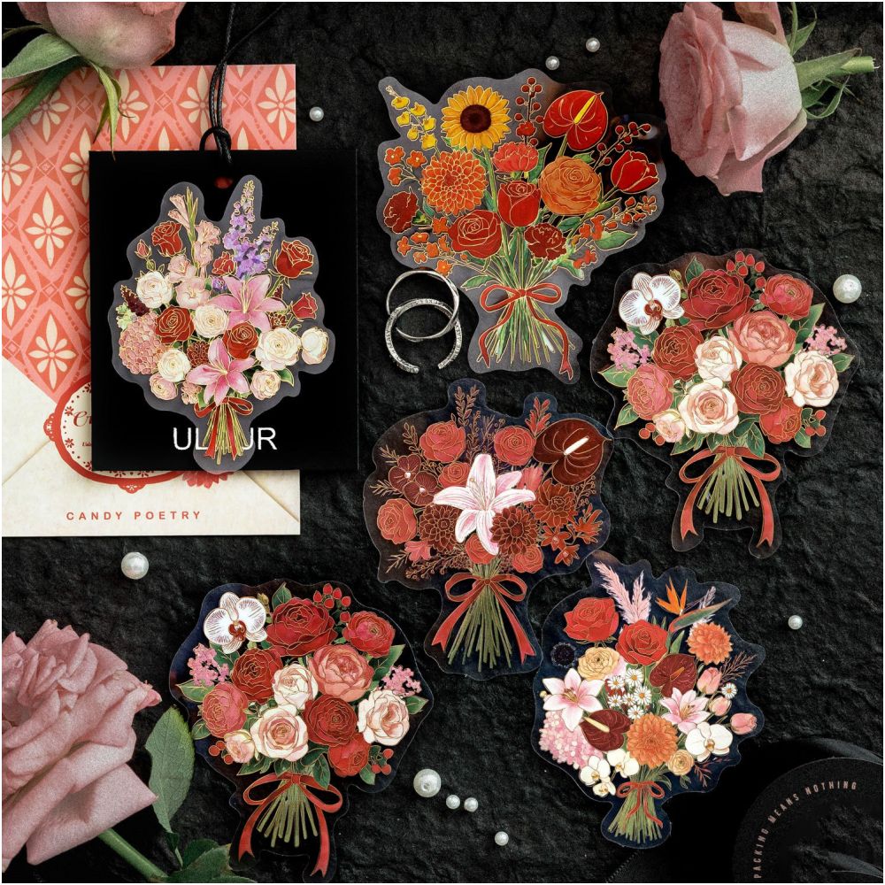 Floral Notebook Story PET Stickers 10psc 4 Designs image 2