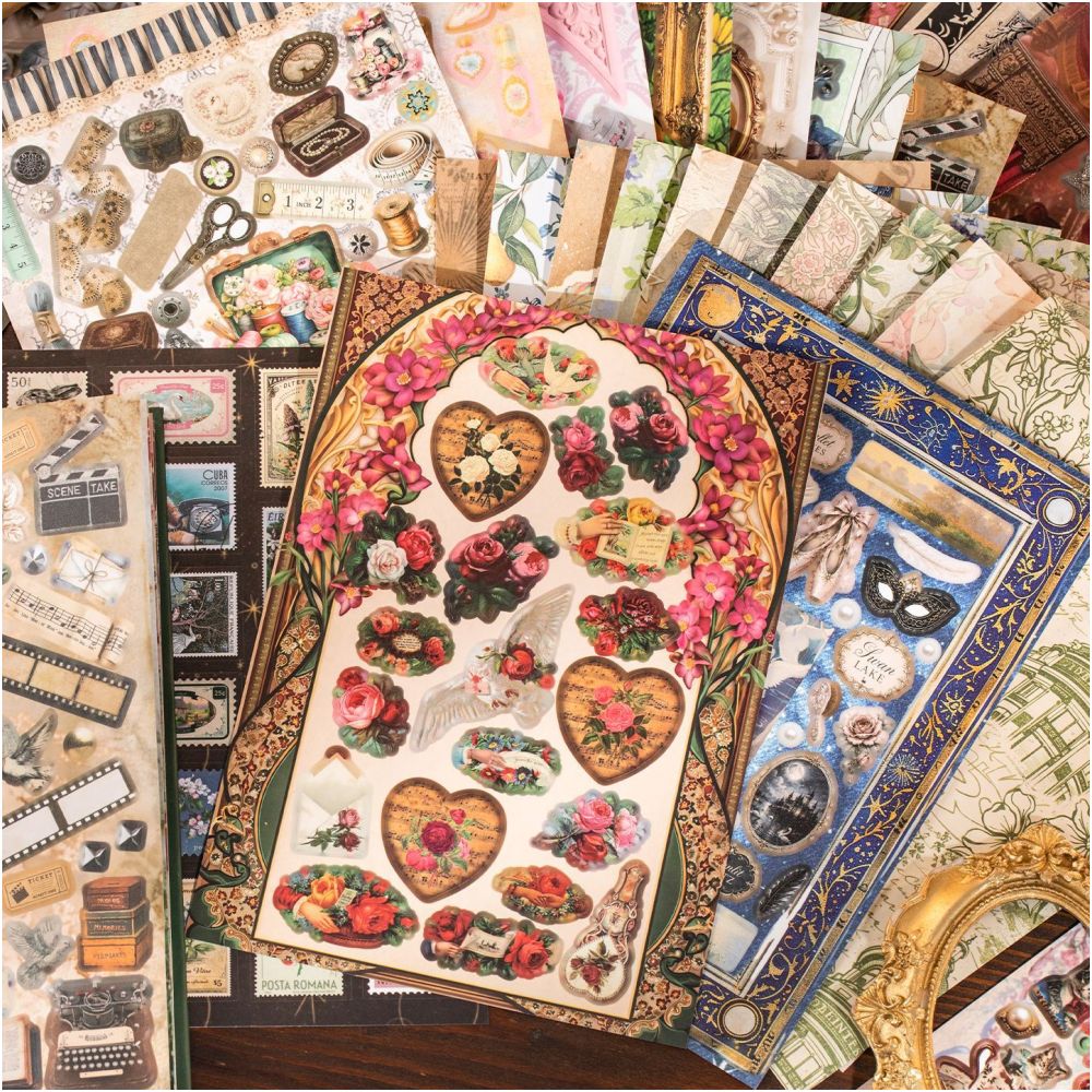 Vintage Treasury Collection Paper and Stickers Set 30 Sheets image 2