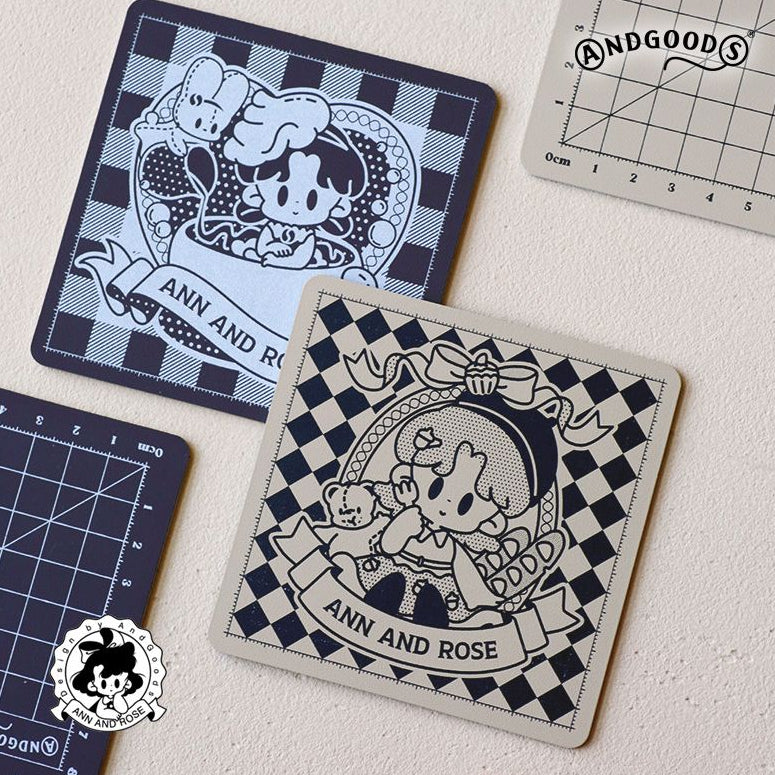 Cartoon Little Girl Mini Double Cutting Board 10cm x 10cm image 0