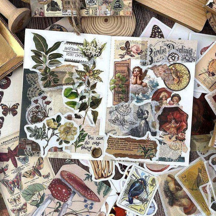 Vintage Forest Treasures Series Paper and Stickers SET 60psc 5 variants image 0