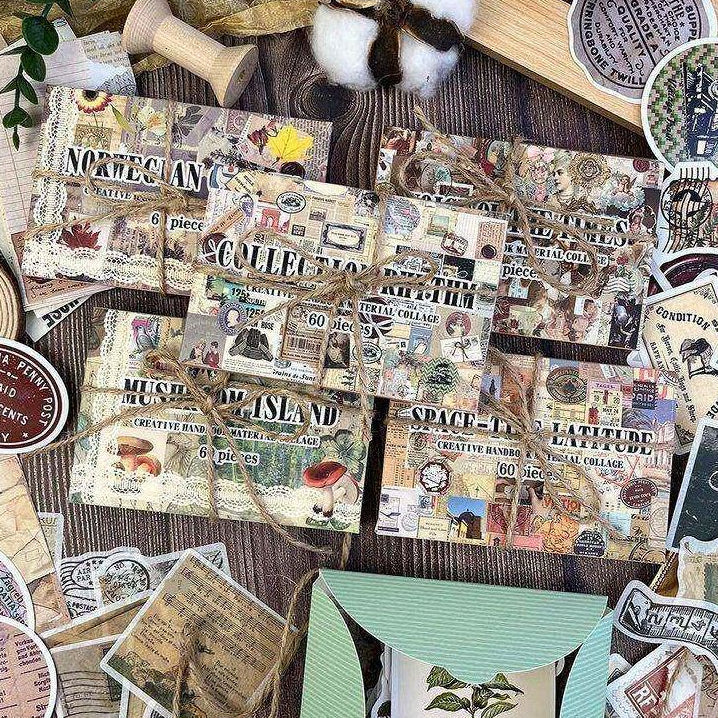 Vintage Forest Treasures Series Paper and Stickers SET 60psc 5 variants image 1