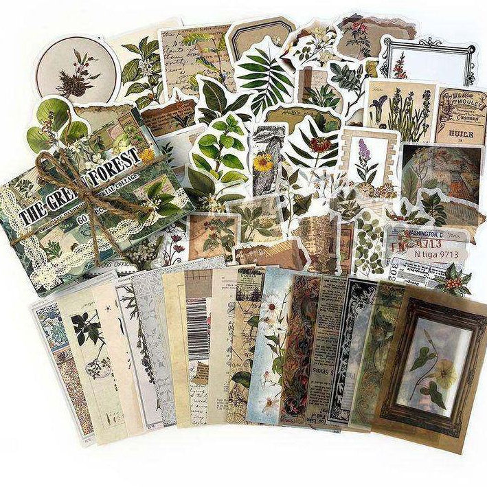 Vintage Forest Treasures Series Paper and Stickers SET 60psc 5 variants image 2