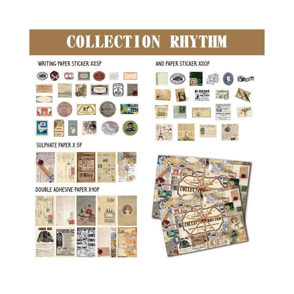 Vintage Forest Treasures Series Paper and Stickers SET 60psc 5 variants