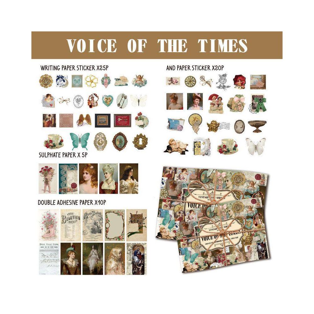 Vintage Forest Treasures Series Paper and Stickers SET 60psc 5 variants