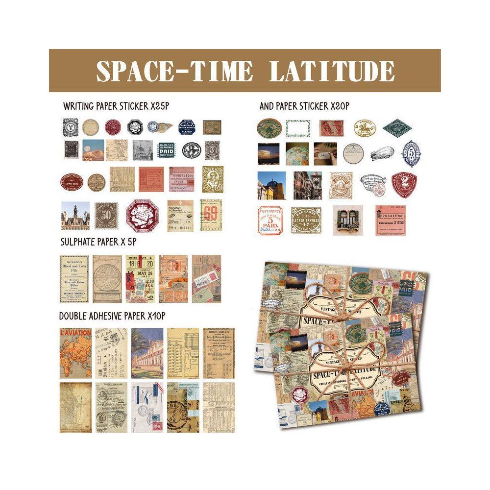 Vintage Forest Treasures Series Paper and Stickers SET 60psc 5 variants