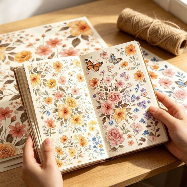 Floral Series Vintage Material Paper 20cm x 14cm 30psc 6 variants image 1