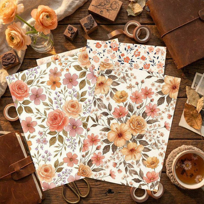 Floral Series Vintage Material Paper 20cm x 14cm 30psc 6 variants image 3