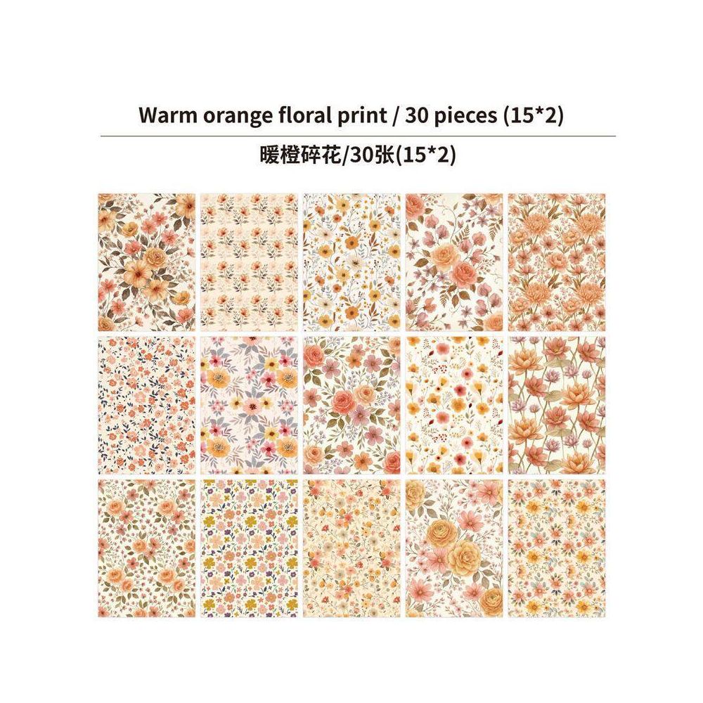 Floral Series Vintage Material Paper 20cm x 14cm 30psc 6 variants image 4