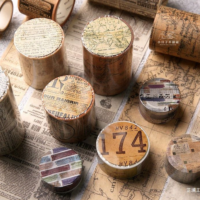 Vintage Classic Letters Series Patterned Pet Tape 11 Variants Different Sizes image 1