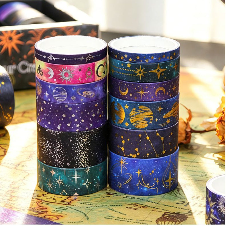 Vintage Starry Moonlight Style Series Washi Tape 10 Rolls 5cm x 2m image 1