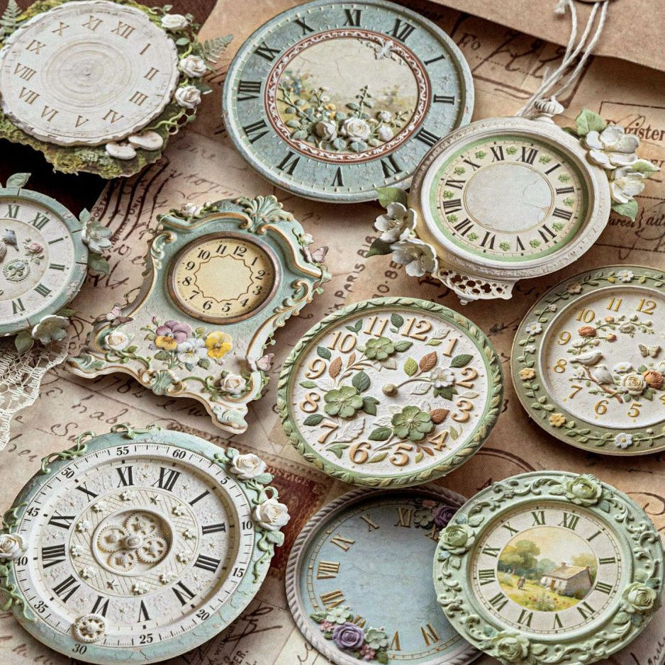 Vintage Decorative Clock Series Paper Stickers 10pcs 4 Variants image 1