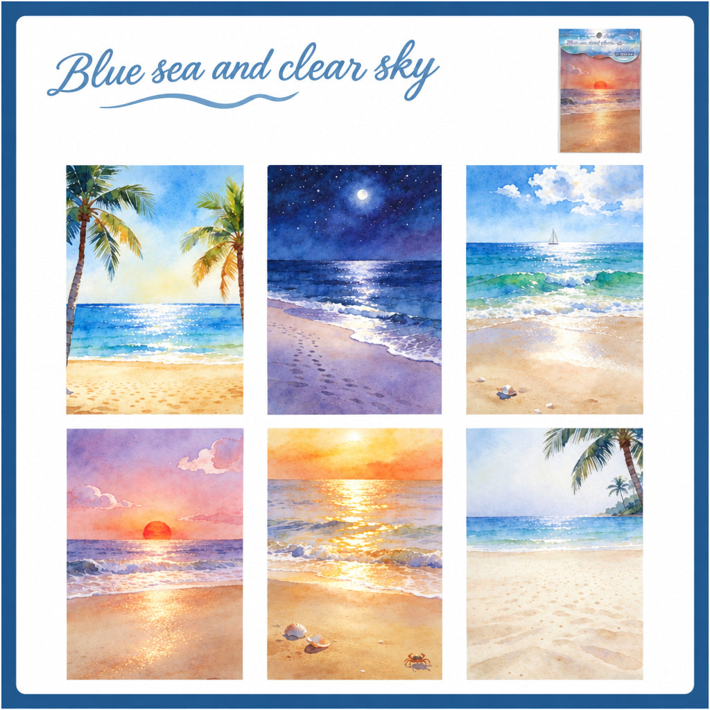 Nature Watercolor Blending Scenery Series Washi Paper 6 Sheets 6 Variants