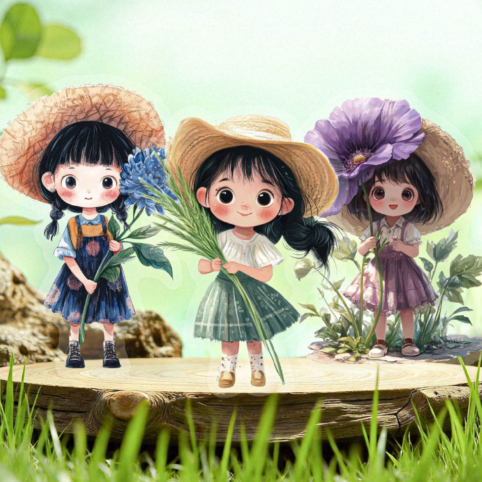 Nature Cute Girl Flowers Series Pet Sticker Pack 20pcs 6 Variants image 0