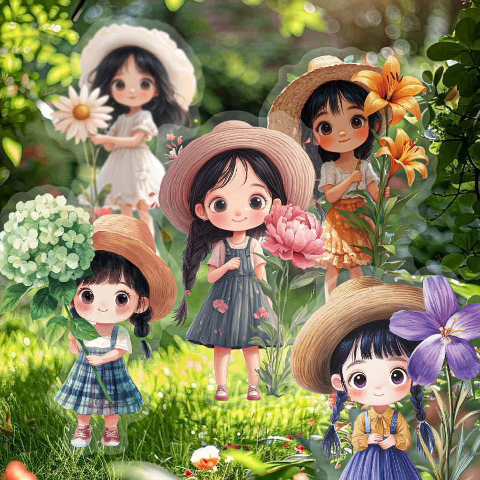 Nature Cute Girl Flowers Series Pet Sticker Pack 20pcs 6 Variants image 1