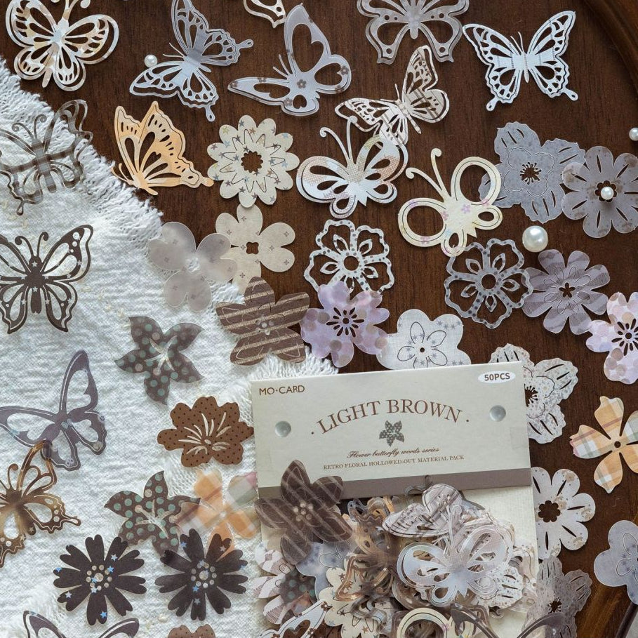 Nature Flower Butterfly Series Paper Stickers 50pcs 6 Variants image 1