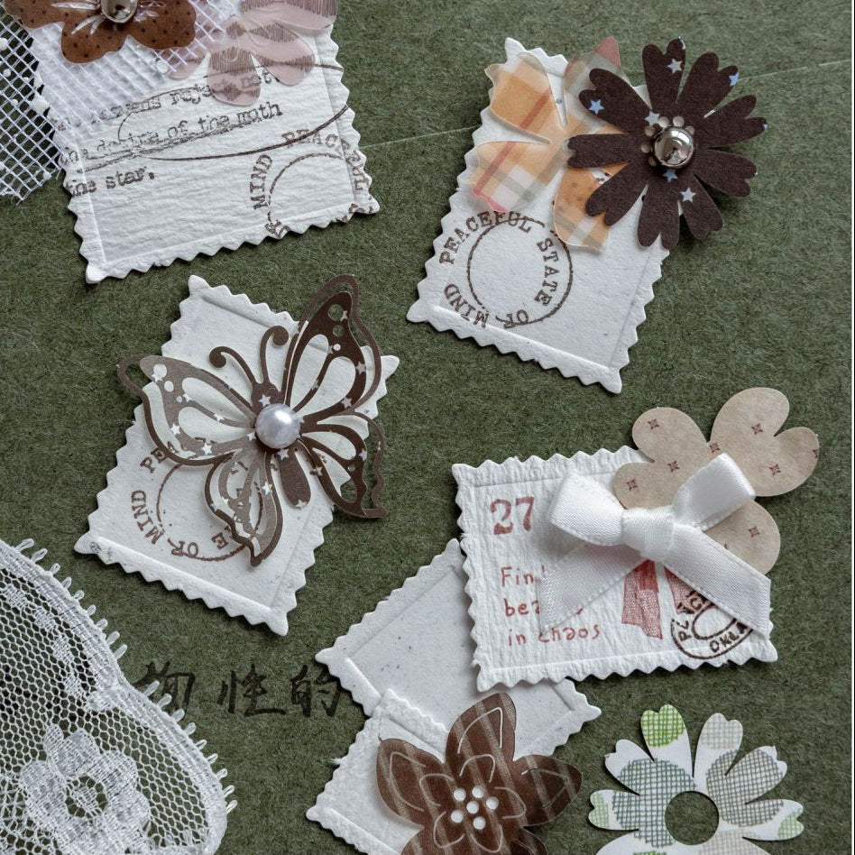 Nature Flower Butterfly Series Paper Stickers 50pcs 6 Variants image 2