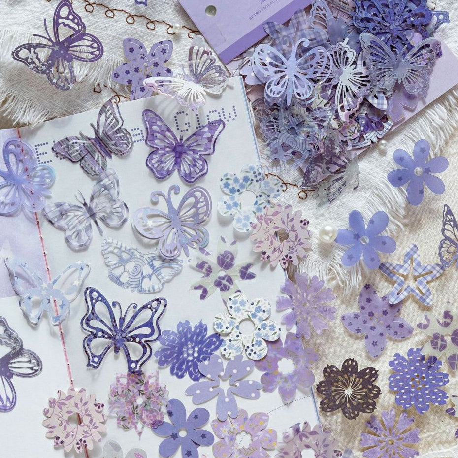 Nature Flower Butterfly Series Paper Stickers 50pcs 6 Variants image 3
