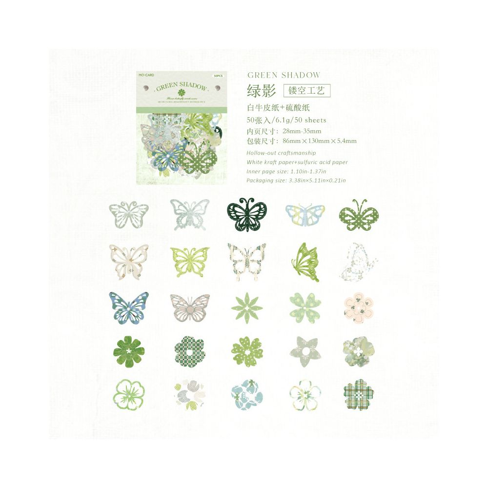 Nature Flower Butterfly Series Paper Stickers 50pcs 6 Variants
