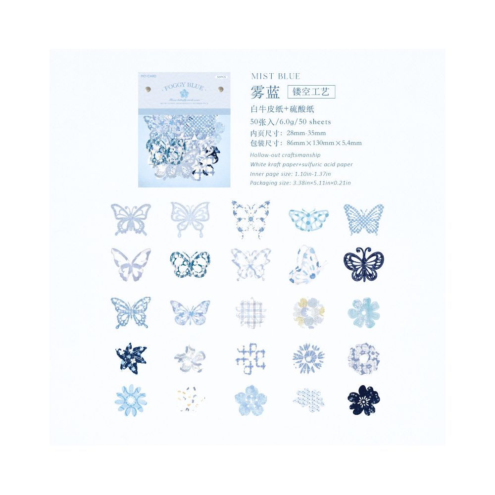 Nature Flower Butterfly Series Paper Stickers 50pcs 6 Variants