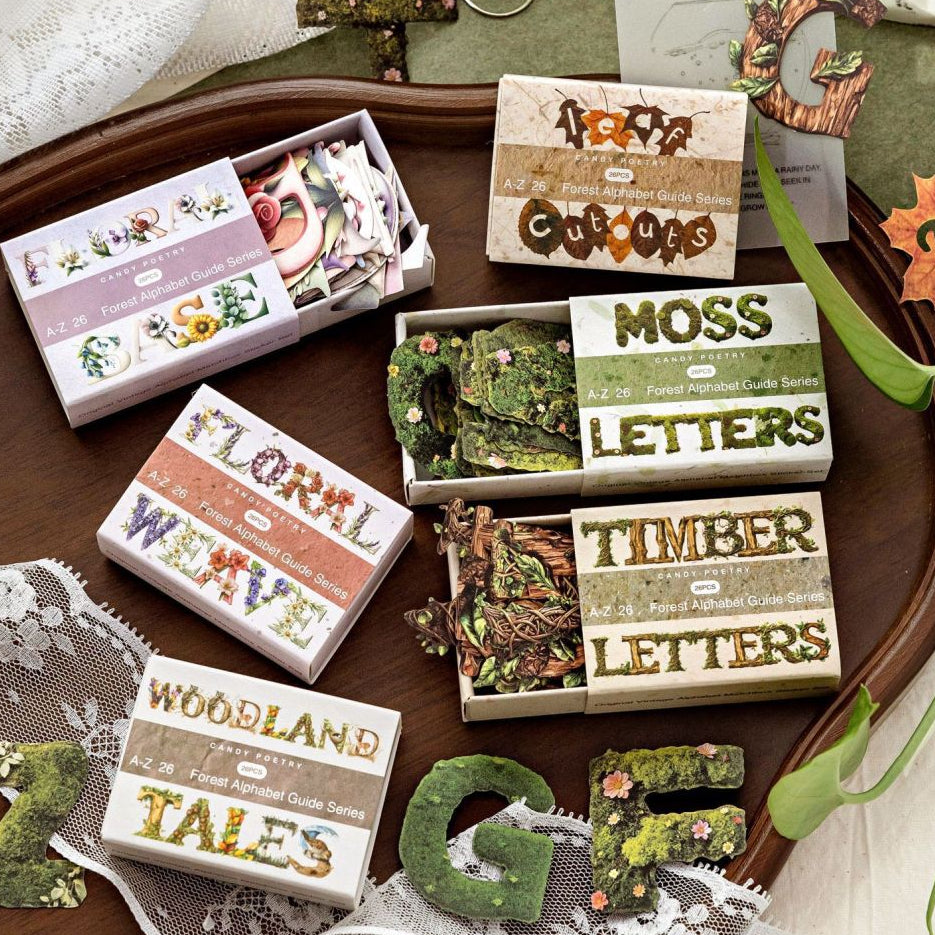 Nature English Forest Alphabet Series Paper Stickers 26pcs 6 Variants image 0