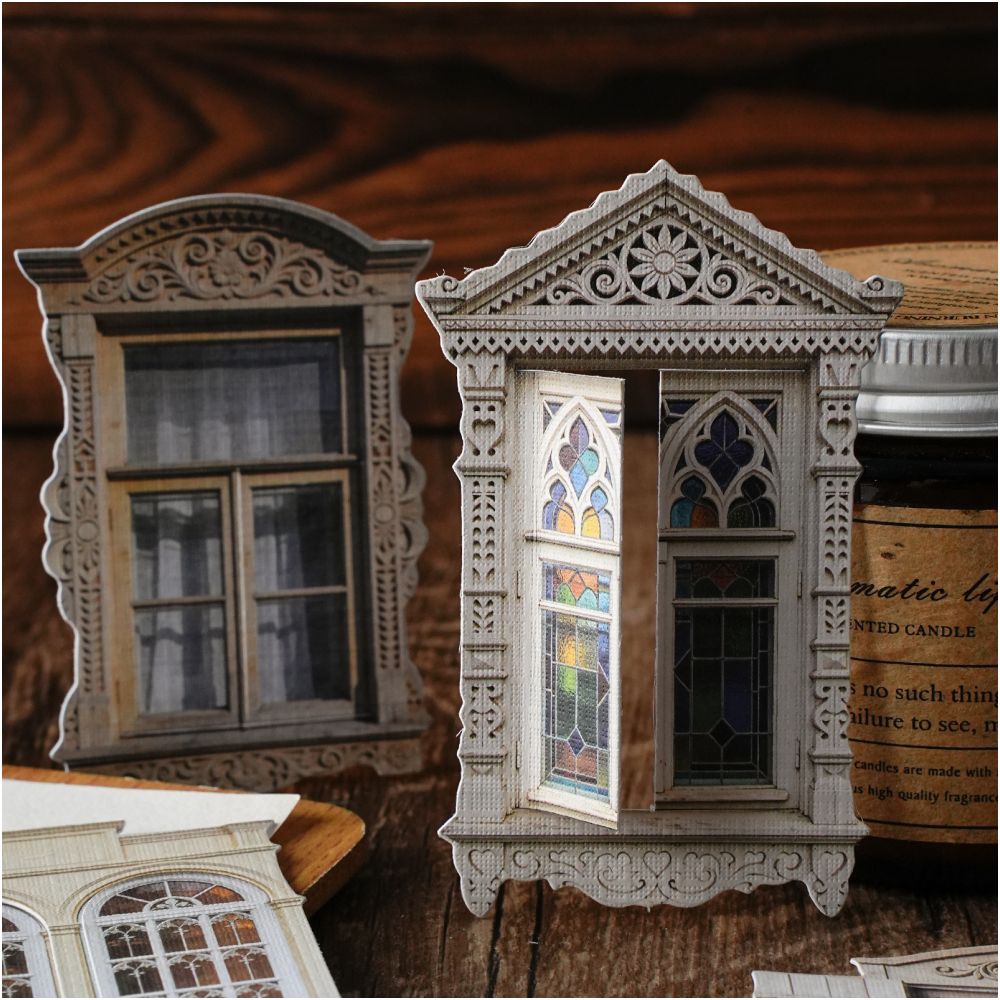 Vintage Decorative Door Window Series Material Paper 20pcs 6 Variants image 0