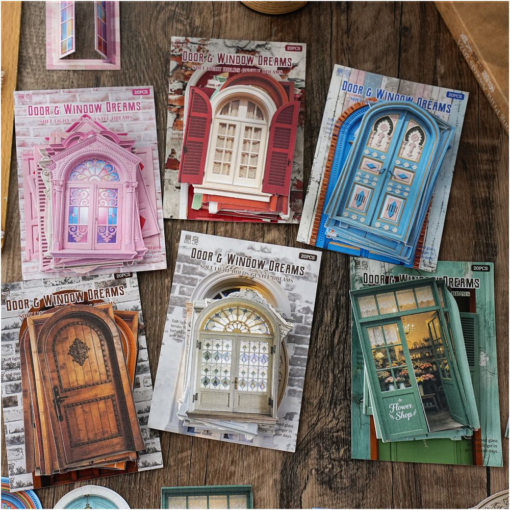 Vintage Decorative Door Window Series Material Paper 20pcs 6 Variants image 1
