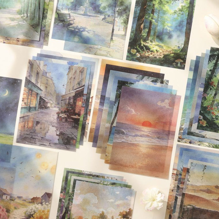 Nature Background Scenery Wenlan Washi Stickers Set 6pcs 6 Variants image 1