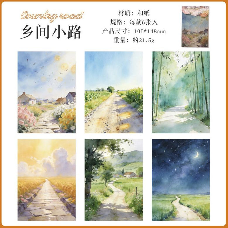 Nature Background Scenery Washi Paper Set 10cm x 15cm 6pcs 6 Variants