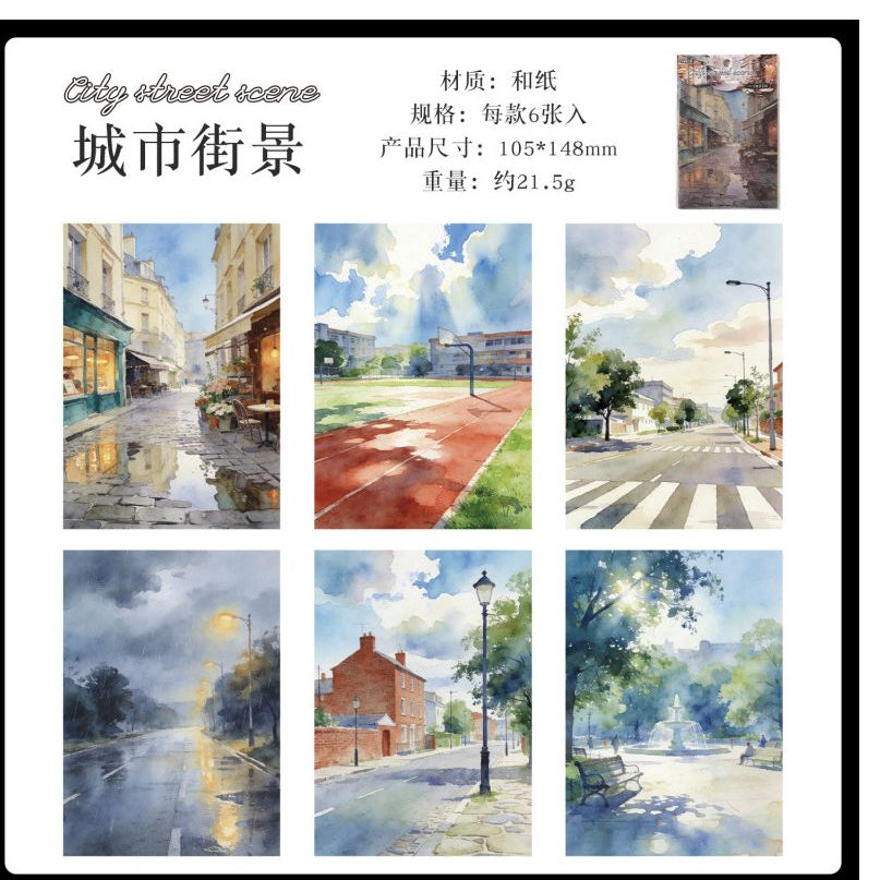 Nature Background Scenery Washi Paper Set 10cm x 15cm 6pcs 6 Variants