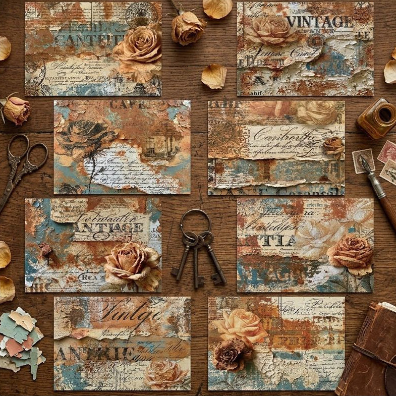 Vintage Patterned Brown Rose Series Material Background Paper A5 8pcs image 2