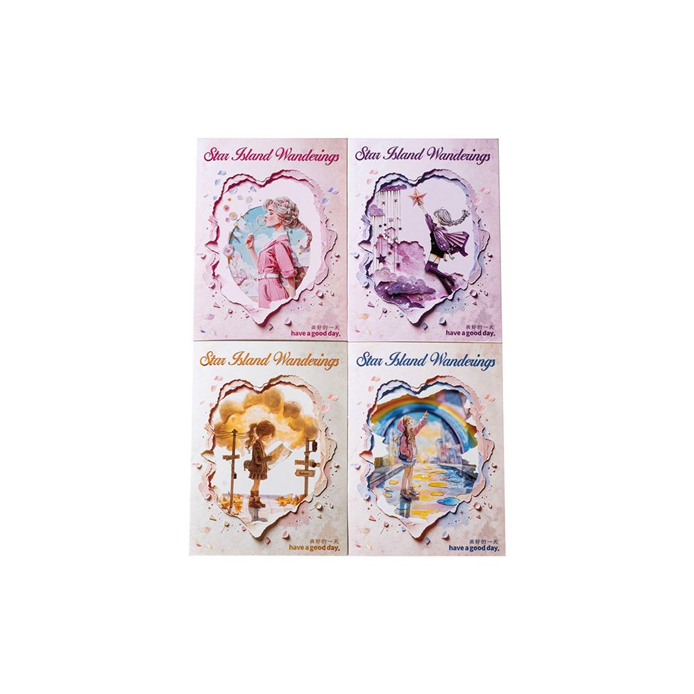 A Beautiful Day Sticker Pack Starry Night Wanderings Series 4 Original Healing Character Gold Foil Stamping Stickers image 4