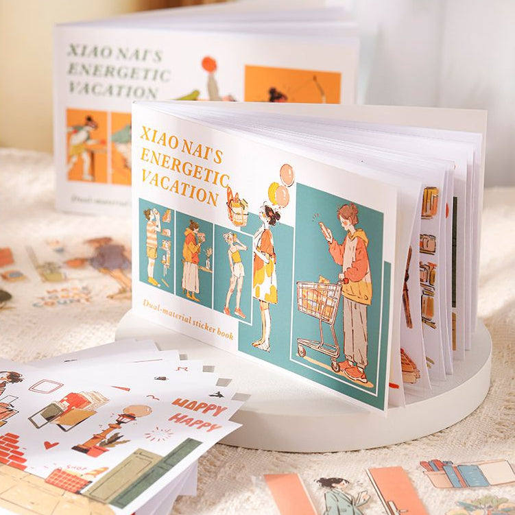A Wonderful Day Xiao Nai s Energetic Holiday Series Dual Material Die Cut Sticker Book 20 sheets 4 designs image 1
