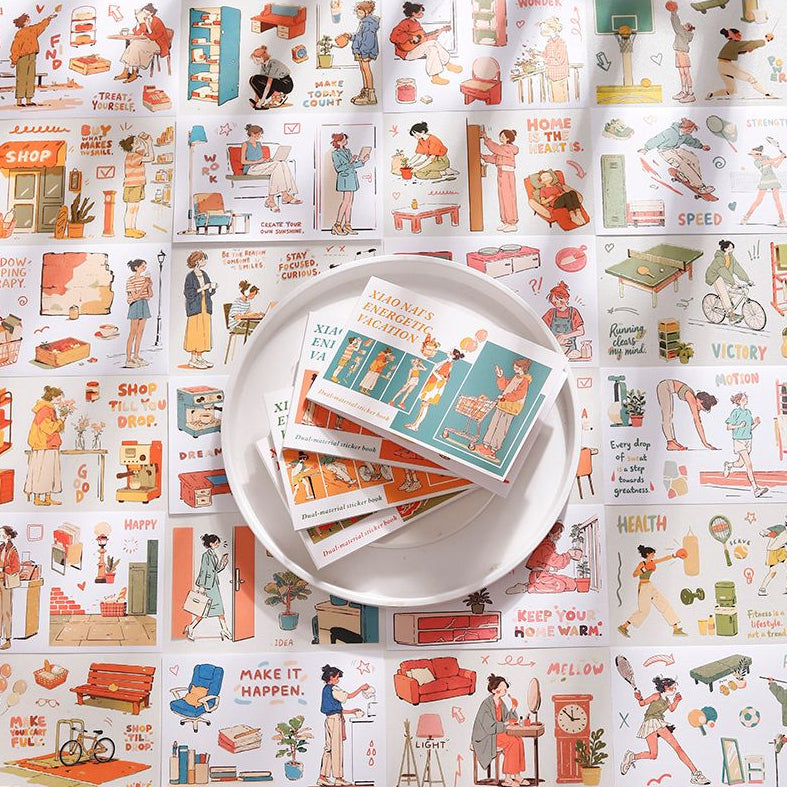 A Wonderful Day Xiao Nai s Energetic Holiday Series Dual Material Die Cut Sticker Book 20 sheets 4 designs image 2