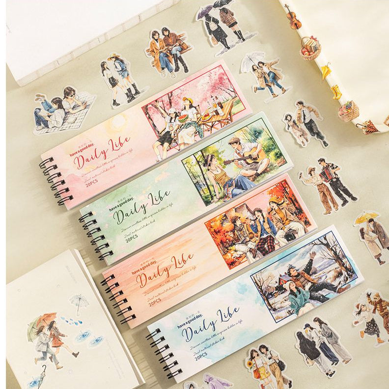 A Beautiful Day Dual Material Spiral Sticker Book Slow Moment of Life Series 20 Retro Portrait Scenes image 0