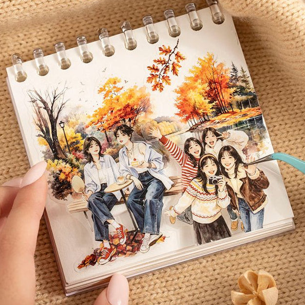 A Beautiful Day Dual Material Spiral Sticker Book Slow Moment of Life Series 20 Retro Portrait Scenes image 2