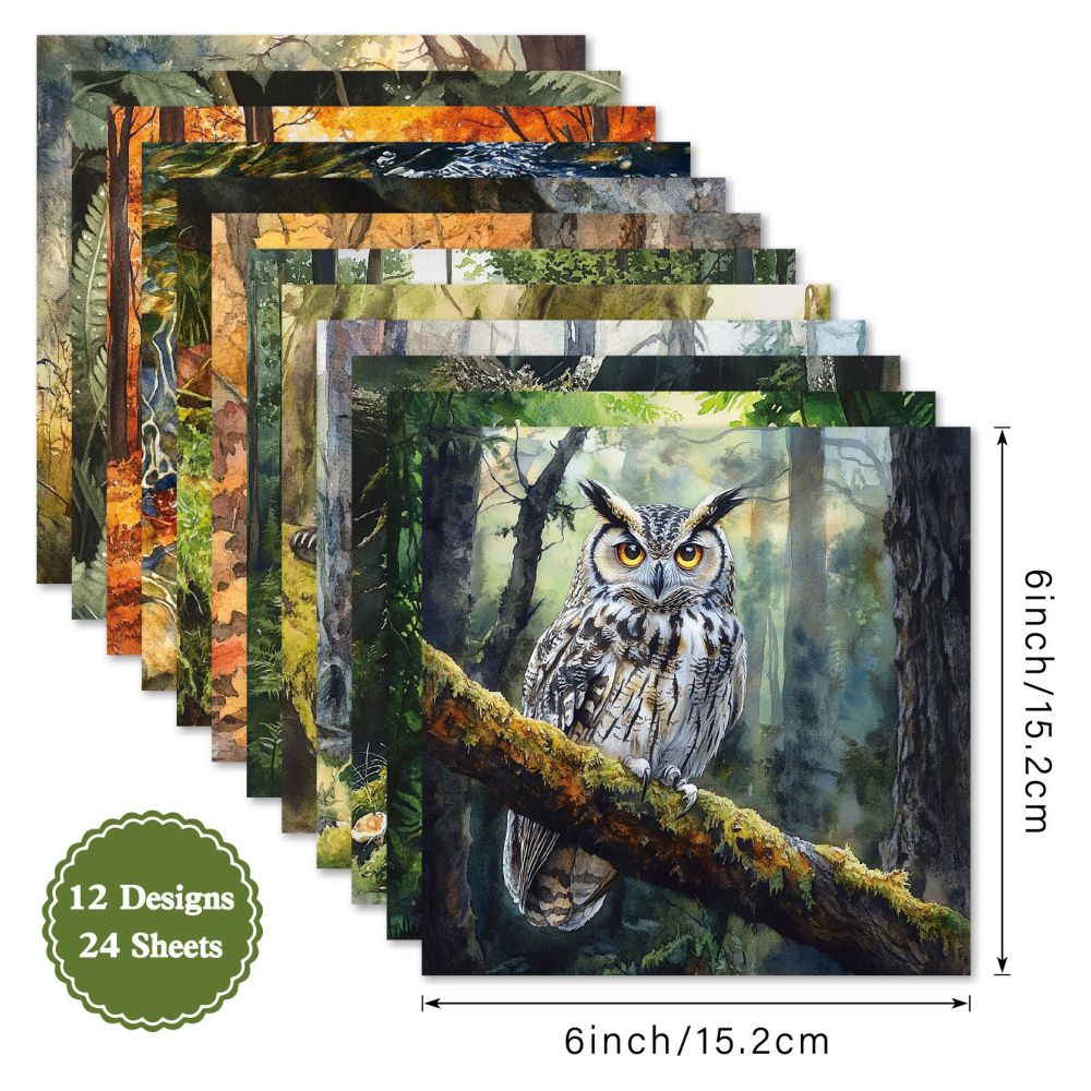 Animals From Forest Material Paper 12 Designs 24 Sheets 15cm x 15xm image 4