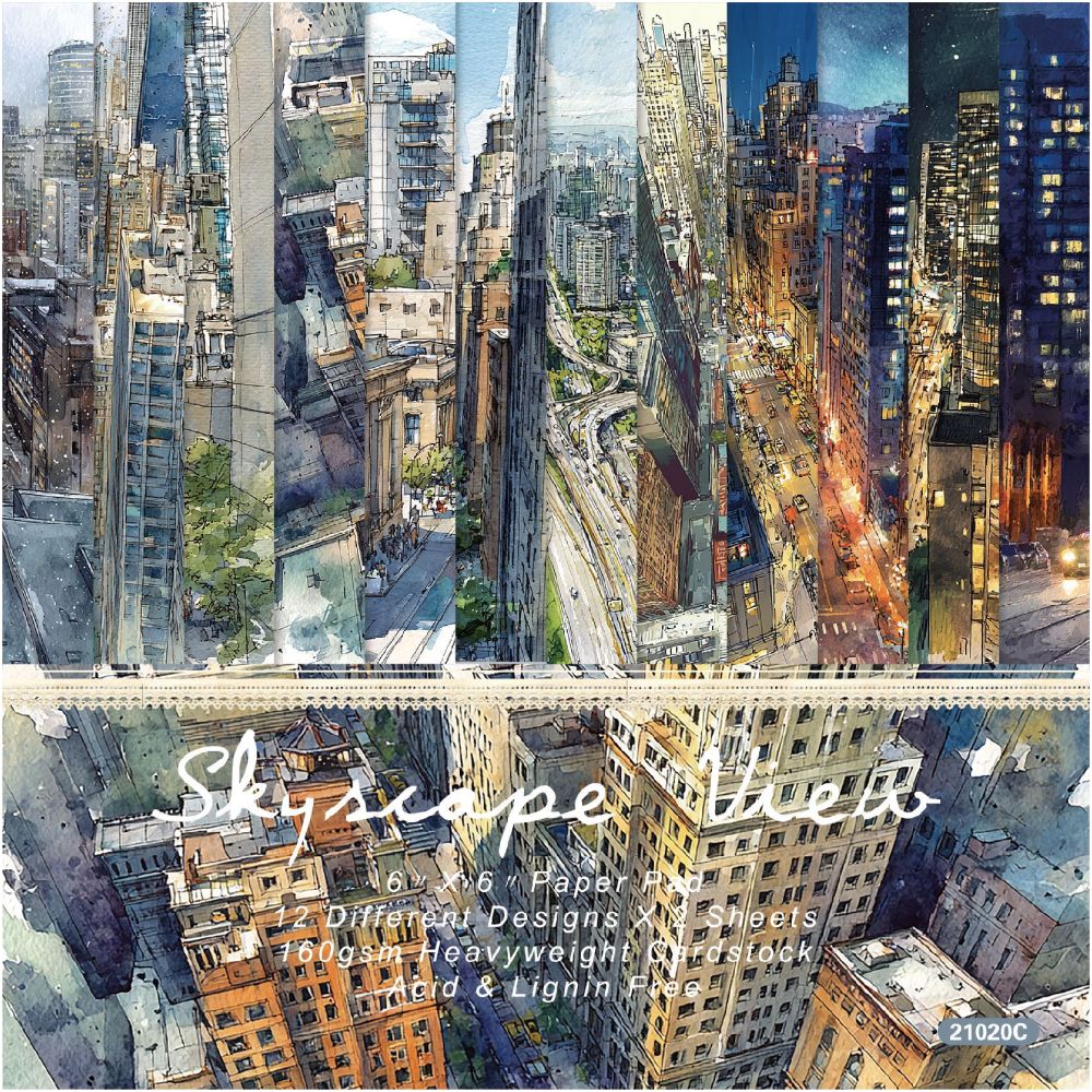 Vintage City Life Scenes Material Paper 15cm x 15cm 12 Designs 24 Sheets image 0