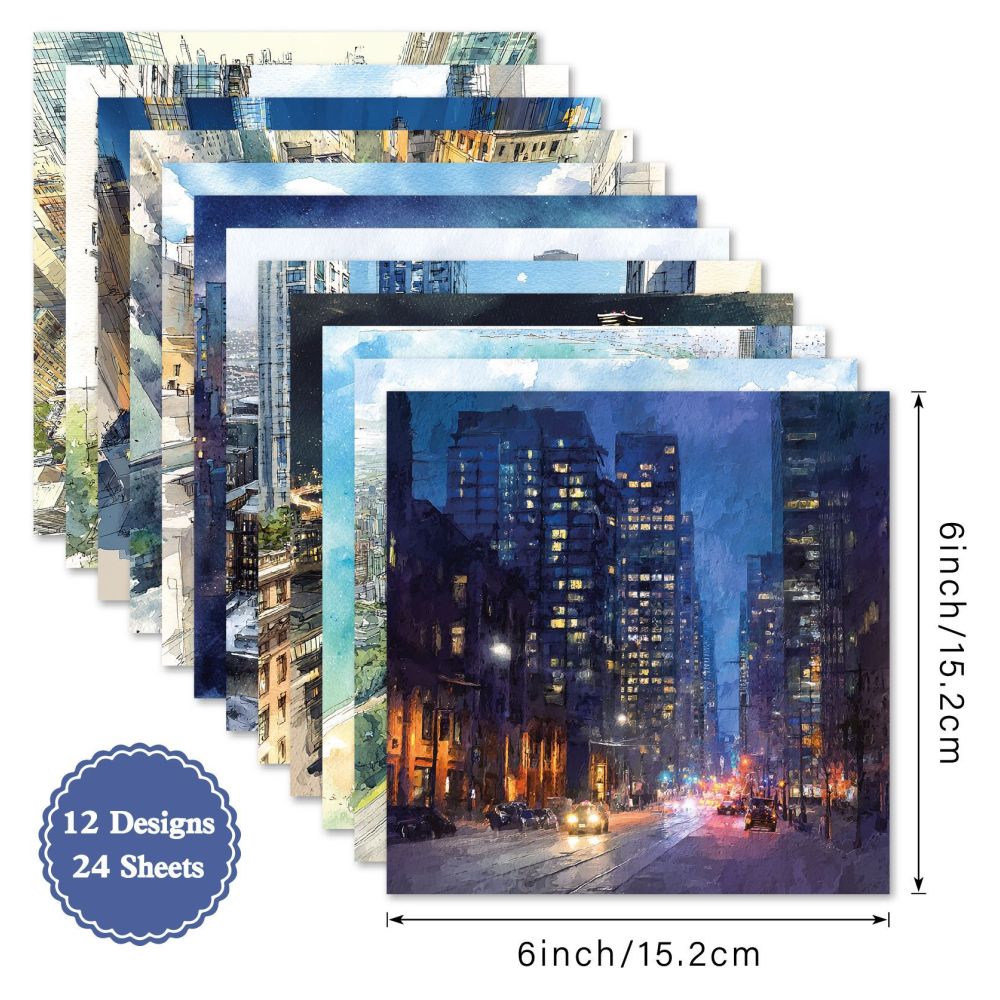 Vintage City Life Scenes Material Paper 15cm x 15cm 12 Designs 24 Sheets image 4