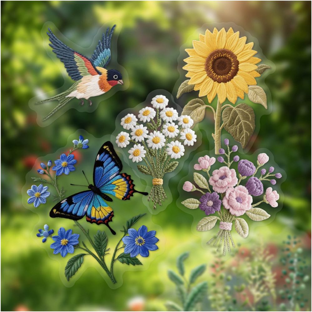 Nature Wild Flowers Series Pet Stickers 15pcs 6 Variants image 2