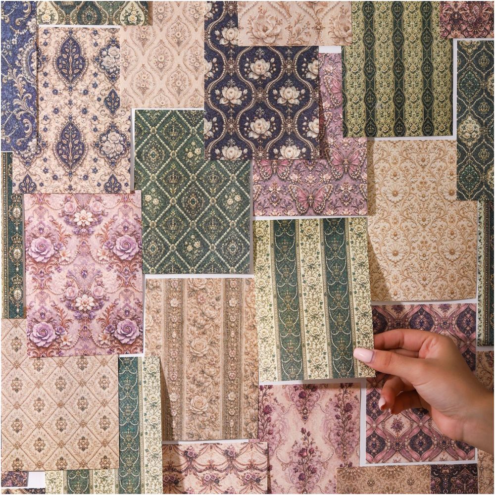 Vintage Rococo Pattern Material Paper 10cm x 14cm 30 Sheets 4 Variants image 0