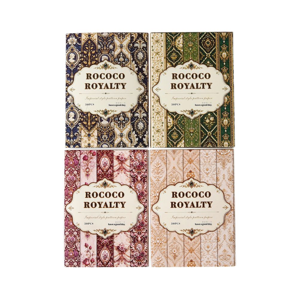 Vintage Rococo Pattern Material Paper 10cm x 14cm 30 Sheets 4 Variants image 4