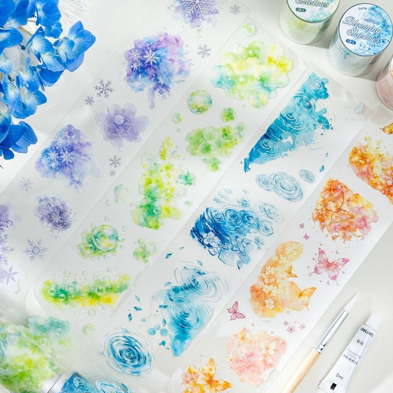 Nature Watercolor Base Pet Tape 6cm x 2m 4 Designs image 0